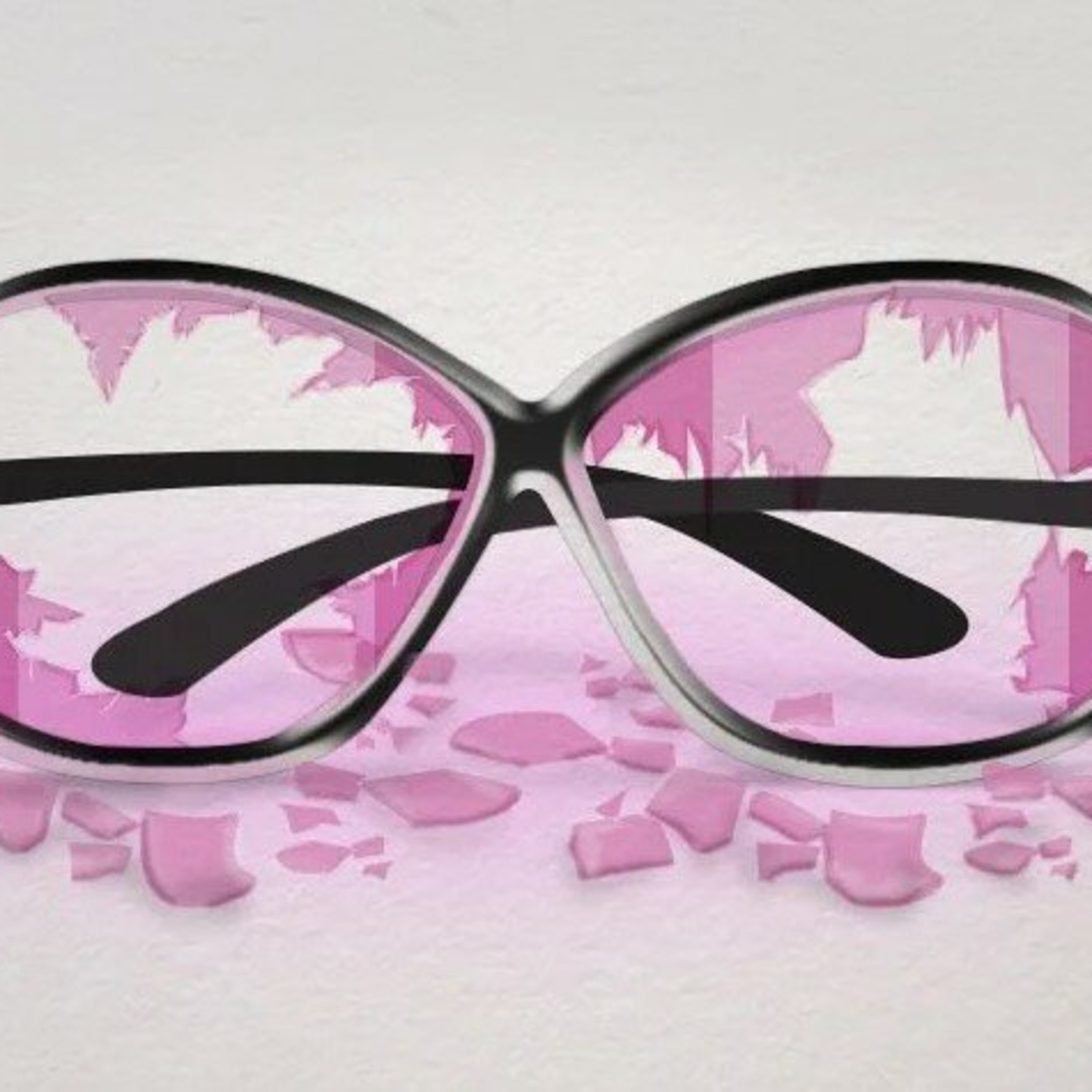 Розовые очки бьются стеклами во внутрь